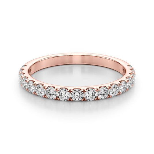 Classic Round diamond wedding band for women Rose Gold Top View