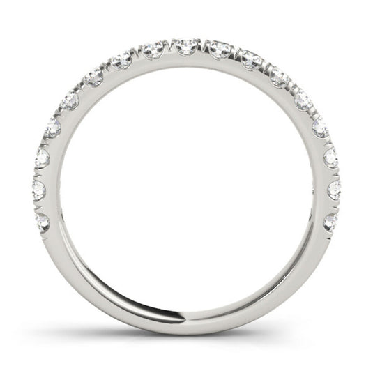 Classic Round diamond wedding band for women White Gold Front View