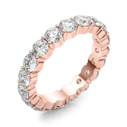 Sparkling Women's Eternity Band with Round Diamond Rose Gold Side View