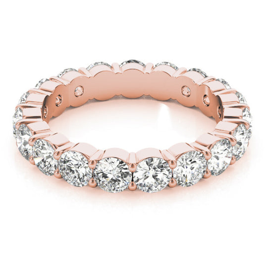 Sparkling Women's Eternity Band with Round Diamond Rose Gold Perspective View