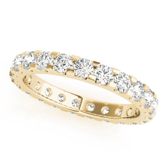 U-Shape Shared Prong Eternity Band Yellow Gold