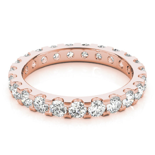 U-Shape Shared Prong Eternity Band Rose Gold Side View