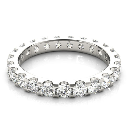 U-Shape Shared Prong Eternity Band White Gold Side View