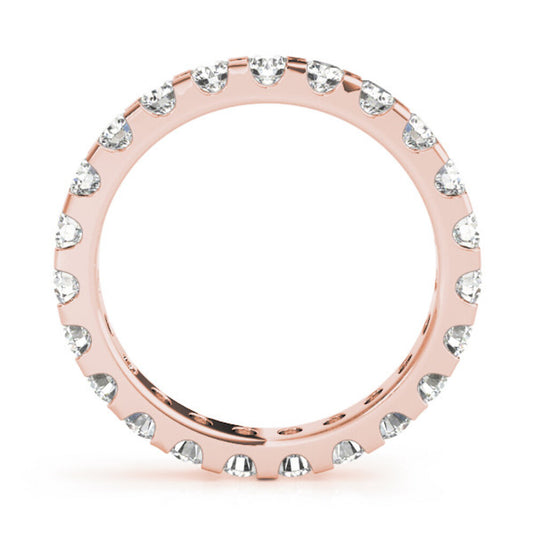 U-Shape Shared Prong Eternity Band Rose Gold Top View