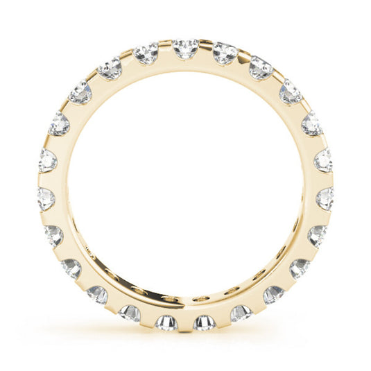 U-Shape Shared Prong Eternity Band Yellow Gold Top View