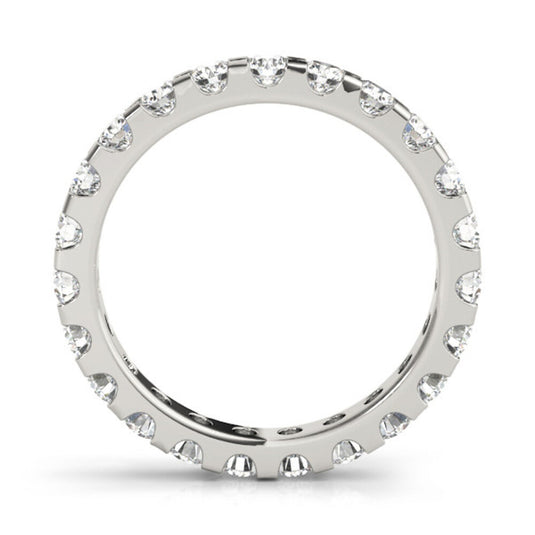 U-Shape Shared Prong Eternity Band White Gold Top View