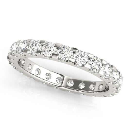 U-Shape Shared Prong Eternity Band White Gold