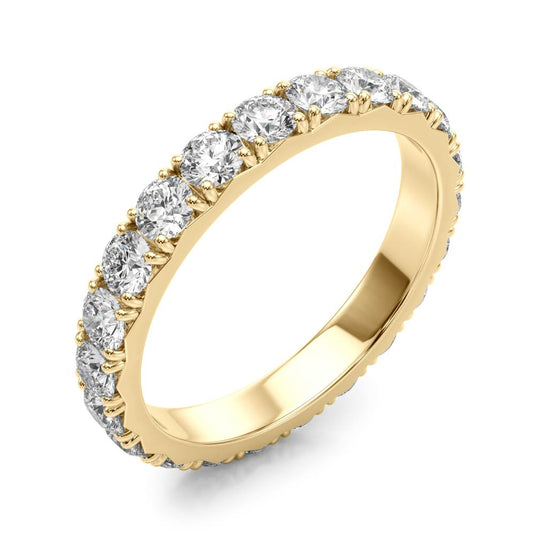 Brilliant Women's Eternity Band with Round Diamond Yellow Gold Side View