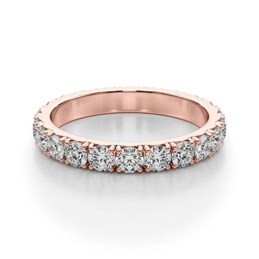 Brilliant Women's Eternity Band with Round Diamond Rose Gold Cross View