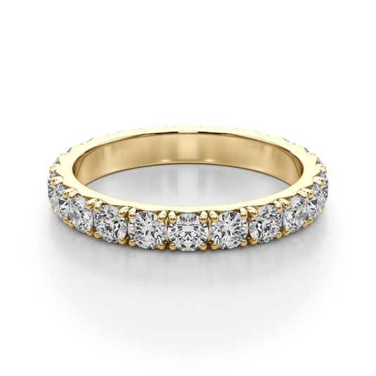 Brilliant Women's Eternity Band with Round Diamond Yellow Gold Cross View
