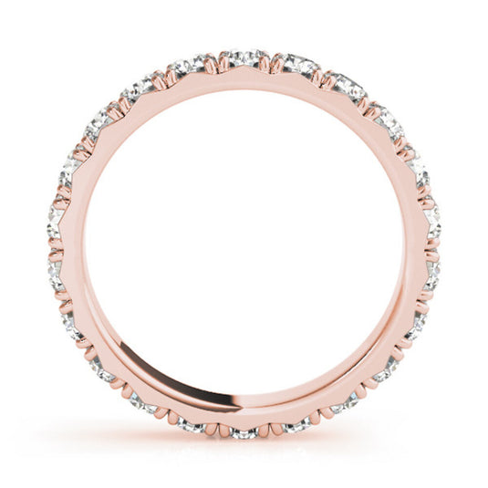 Brilliant Women's Eternity Band with Round Diamond Rose Gold Top View