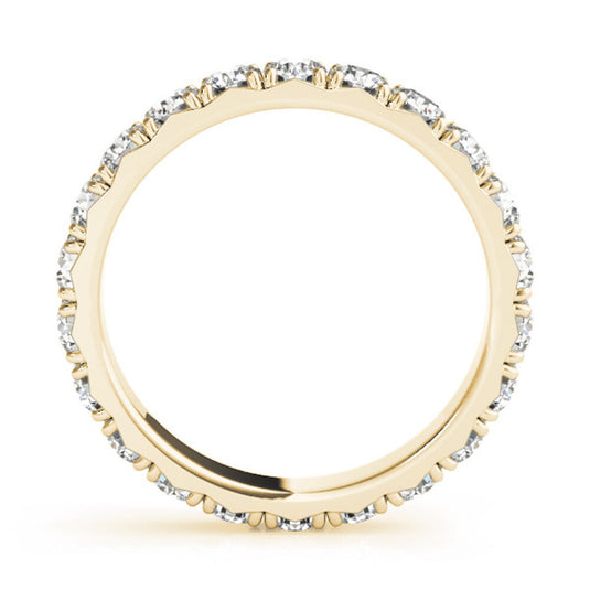 Brilliant Women's Eternity Band with Round Diamond Yellow Gold Top View