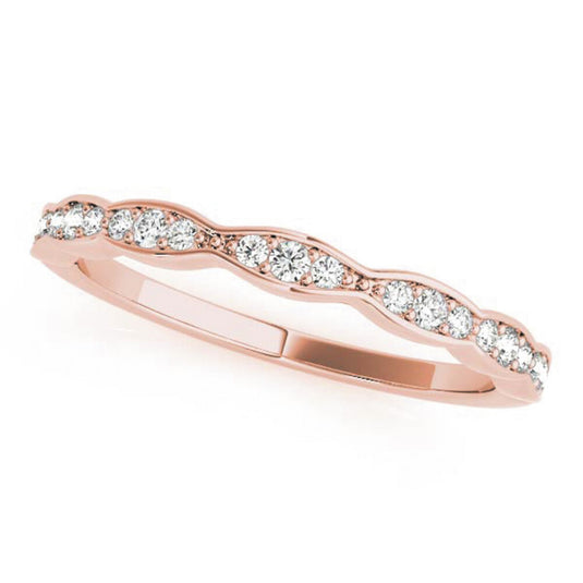 Round Diamond Stackable Wedding Band Rose Gold