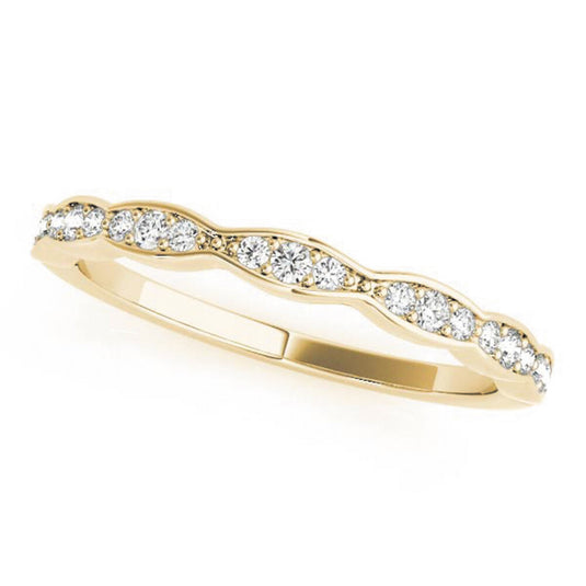 Round Diamond Stackable Wedding Band Yellow Gold