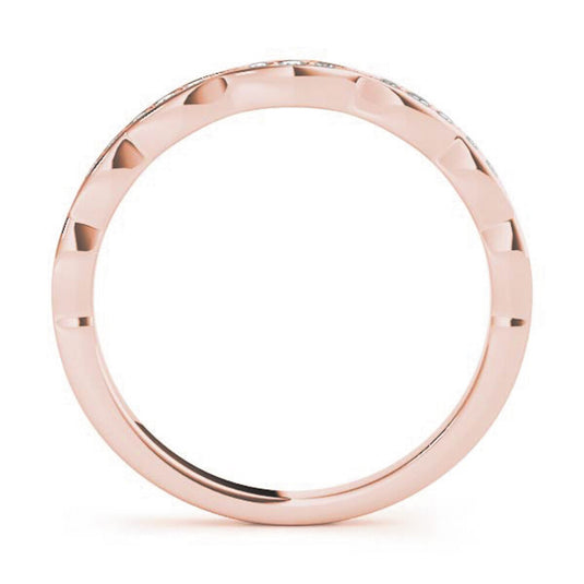 Round Diamond Stackable Wedding Band Rose Gold Top View