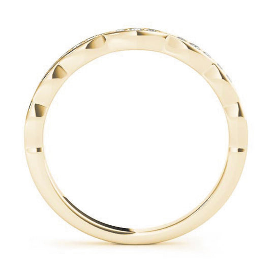 Round Diamond Stackable Wedding Band Yellow Gold Top View