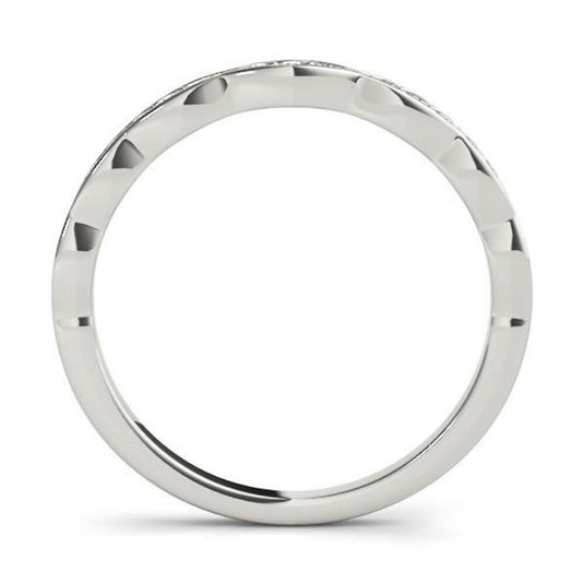 Round Diamond Stackable Wedding Band White Gold Top View