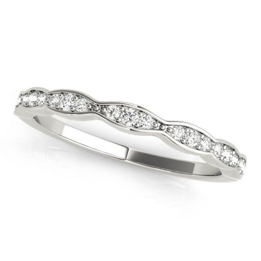 Round Diamond Stackable Wedding Band White Gold