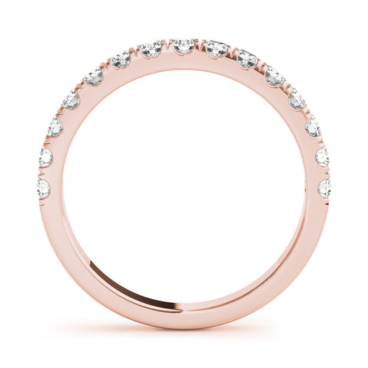 Halfway Wedding Band Rose Gold Front View