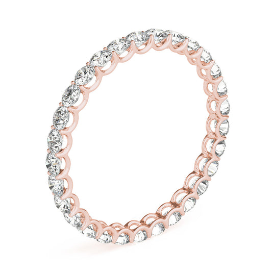 Round Brilliant Diamond Eternity Band for Her Rose Gold Side Gold
