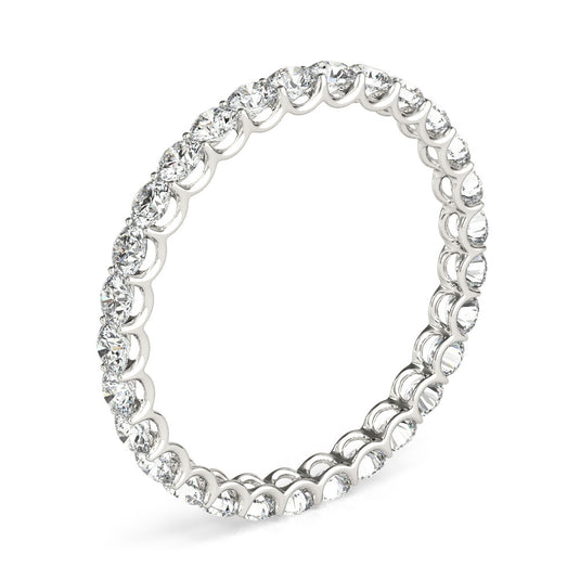 Round Brilliant Diamond Eternity Band for Her White Gold Cross Gold