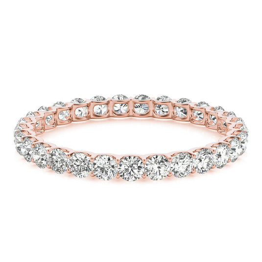 Round Brilliant Diamond Eternity Band for Her Rose Gold Top Gold