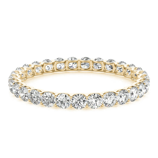 Round Brilliant Diamond Eternity Band for Her Yellow Gold Side Gold
