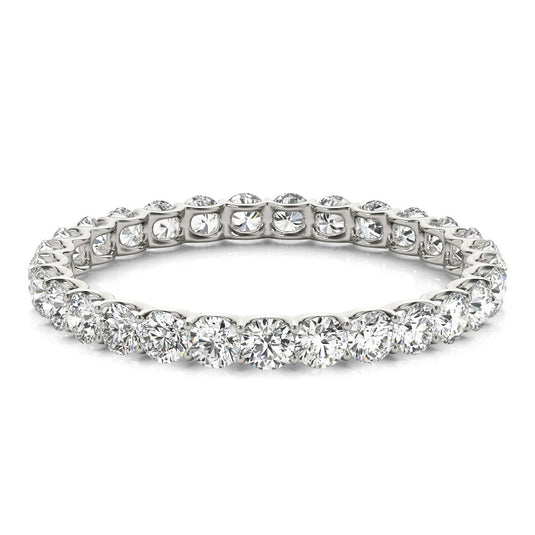 Round Brilliant Diamond Eternity Band for Her White Gold Side Gold