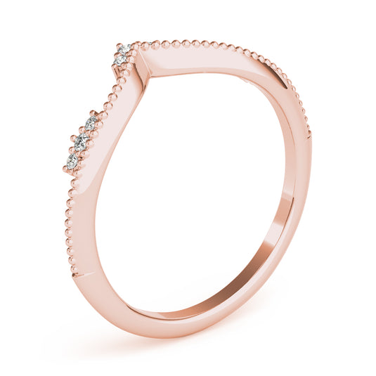 Modern Chevron Wedding Band with Round Diamond