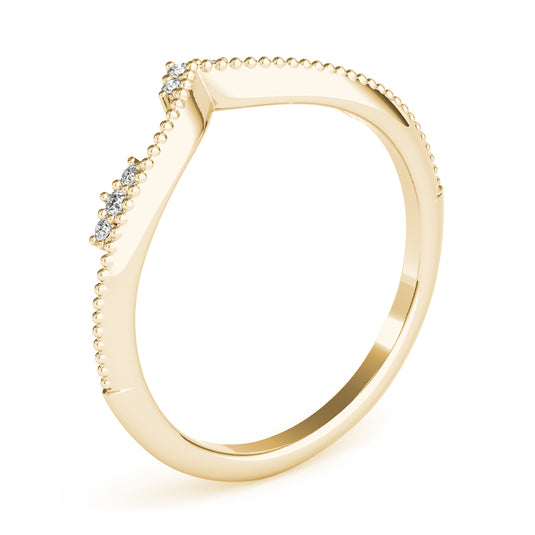 Modern Chevron Wedding Band with Round Diamond