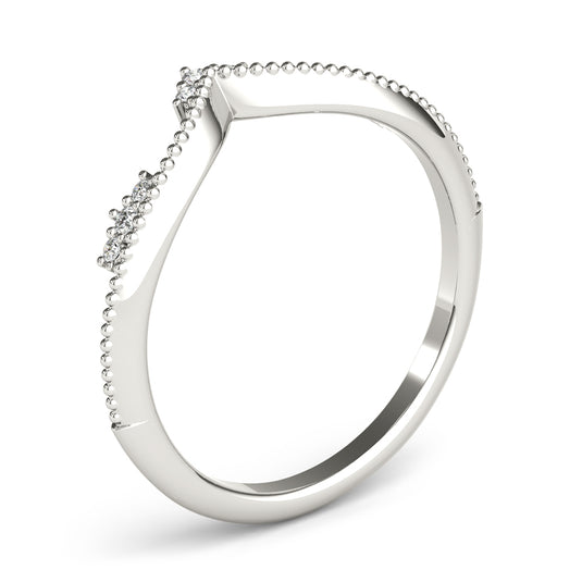 Modern Chevron Wedding Band with Round Diamond