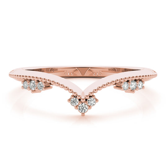 Modern Chevron Wedding Band with Round Diamond