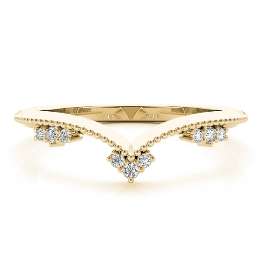 Modern Chevron Wedding Band with Round Diamond