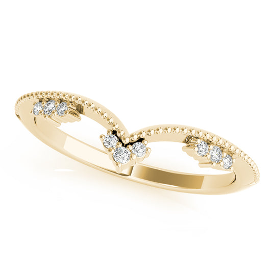 Modern Chevron Wedding Band with Round Diamond