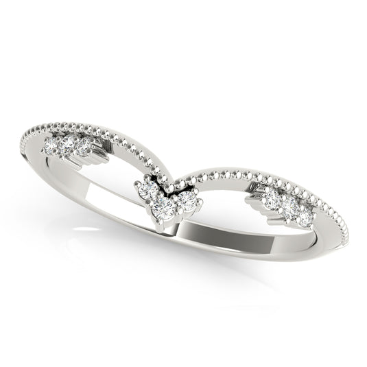 Modern Chevron Wedding Band with Round Diamond