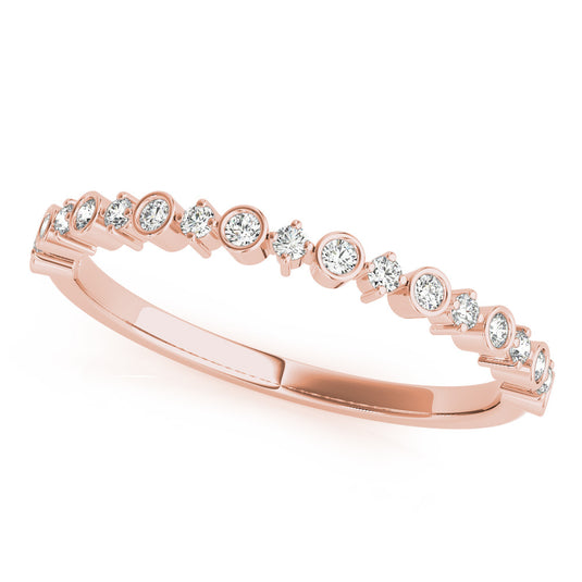 Stackable Round Diamond Wedding Band for Women Rose Gold