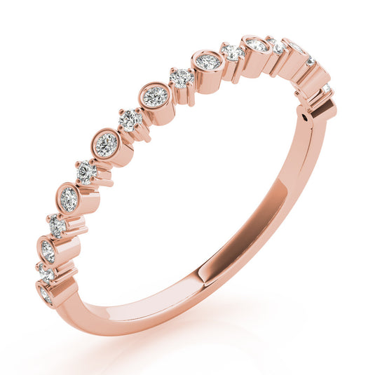 Stackable Round Diamond Wedding Band for Women Rose Gold Side View