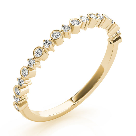 Stackable Round Diamond Wedding Band for Women Yellow Gold Side View