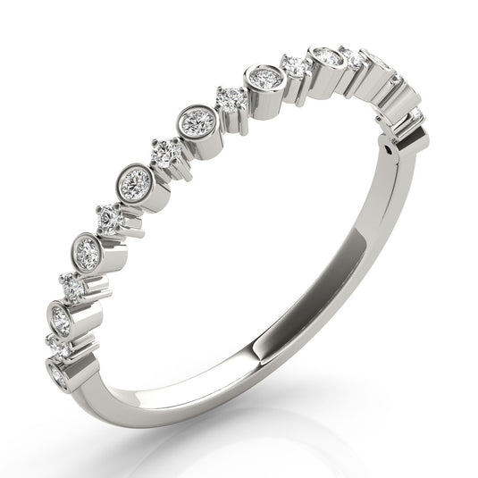 Stackable Round Diamond Wedding Band for Women White Gold Side View