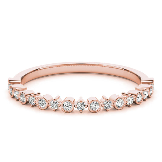 Stackable Round Diamond Wedding Band for Women Rose Gold Top View