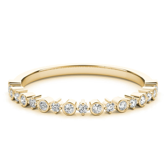 Stackable Round Diamond Wedding Band for Women Yellow Gold Top View