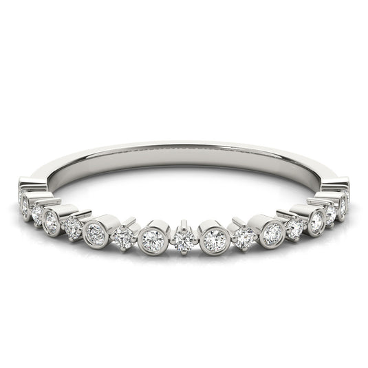 Stackable Round Diamond Wedding Band for Women White Gold Top View