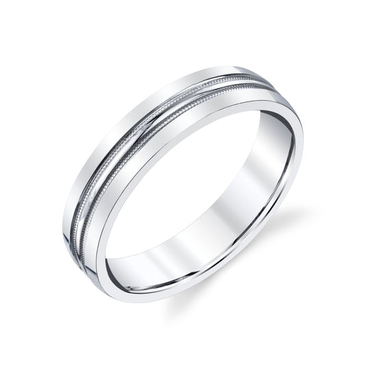 Double Groove Milgrain Wedding Band for Men