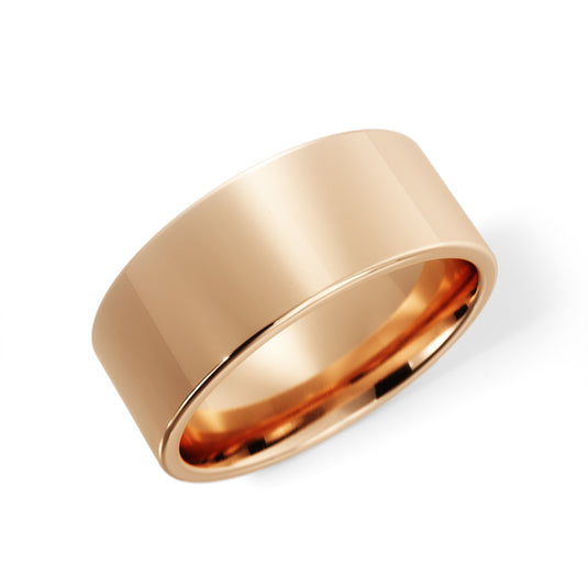 Polished Flat Mens Wedding Band Rose Gold
