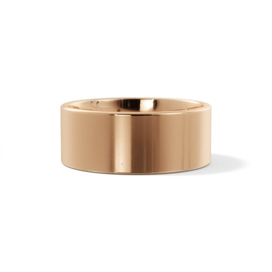 Polished Flat Mens Wedding Band Rose Gold Top View