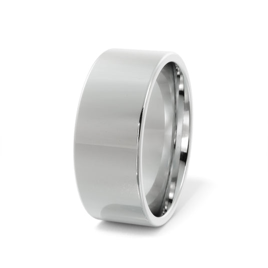 Polished Flat Mens Wedding Band White Gold