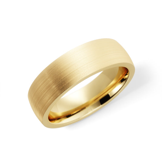 Flat Satin Finished Mens Wedding Band Yellow Gold