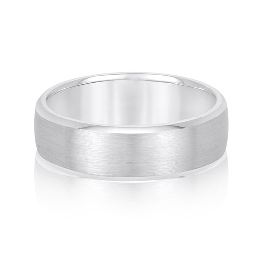 Beveled Edge Men’s Wedding Band White Gold