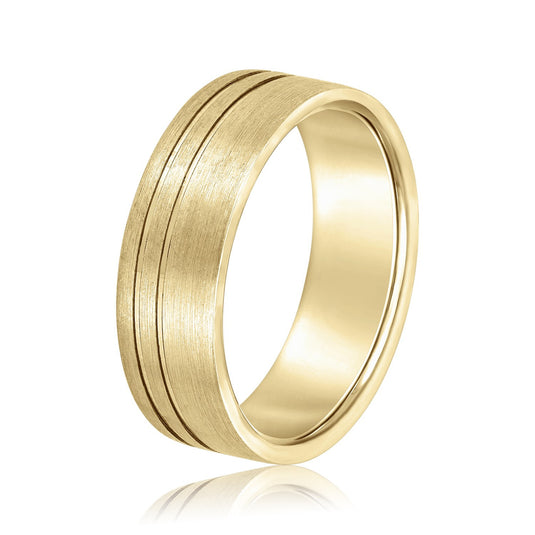 5mm Flat Men's Wedding Band Yellow Gold