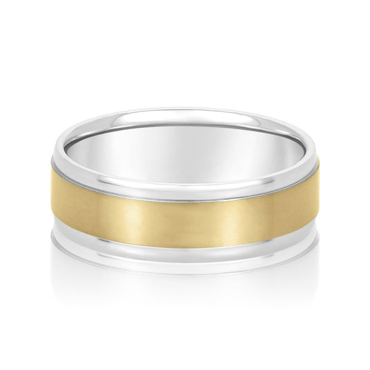 Satin Finish Polished Edge Men's Wedding Band Top View